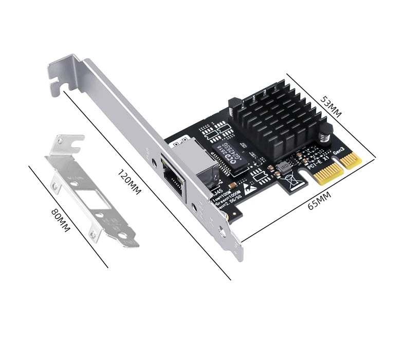 Ordinateur 5G carte réseau filaire Ethernet 5Gbps ordinateur de bureau PCI-E x1 à 5G adaptateur réseau 5000Mbps, adapté pour Windows 10/11