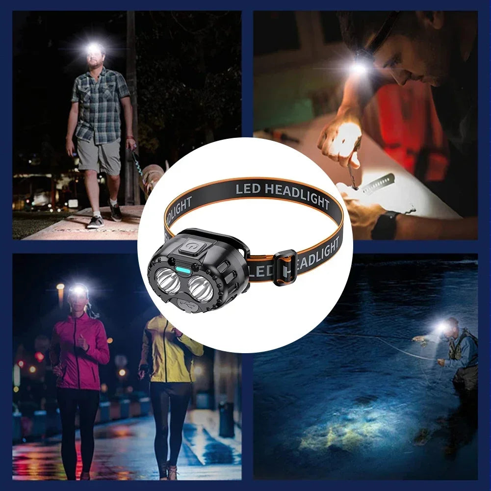 Capteur de mouvement phare Rechargeable lampe de poche LED phares Ultra lumineux lampe frontale de pêche Led front lampe frontale lampes de poche
