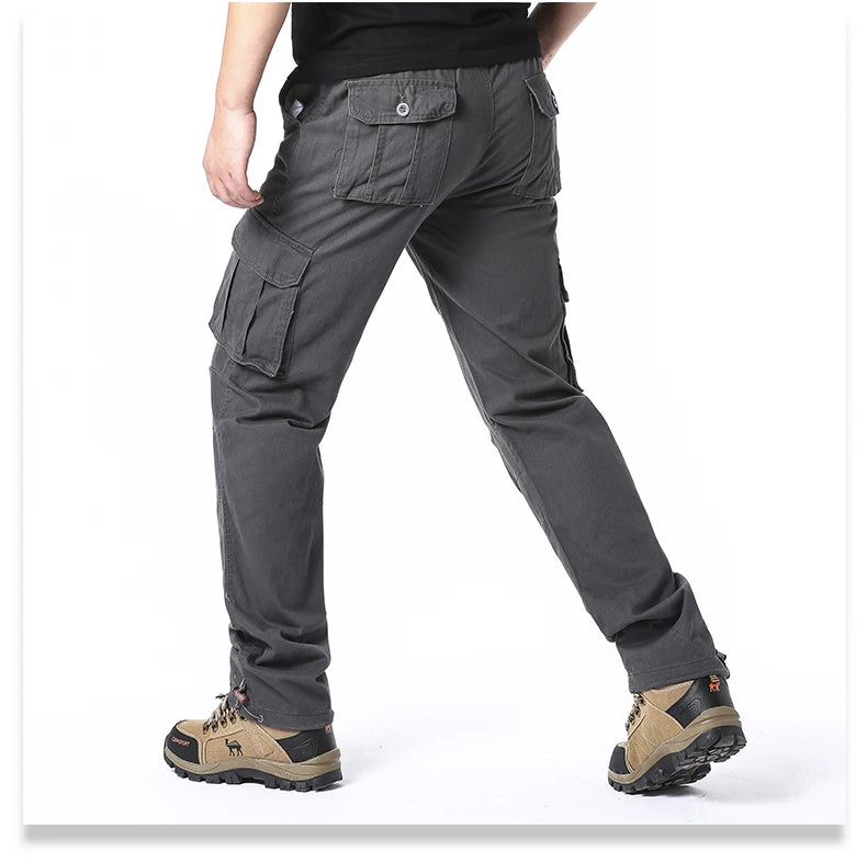 Salopette ample à grande poche pour hommes, pantalon tactique de Jogging pour Sports de plein air, taille élastique, pantalon de travail décontracté en pur coton