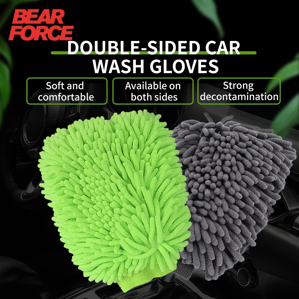 Guantes para lavado de coche, guante de chenilla, paños de felpa gruesa de doble cara, suministros para coche, herramientas de limpieza, accesorios de automóvil, detalles de coche