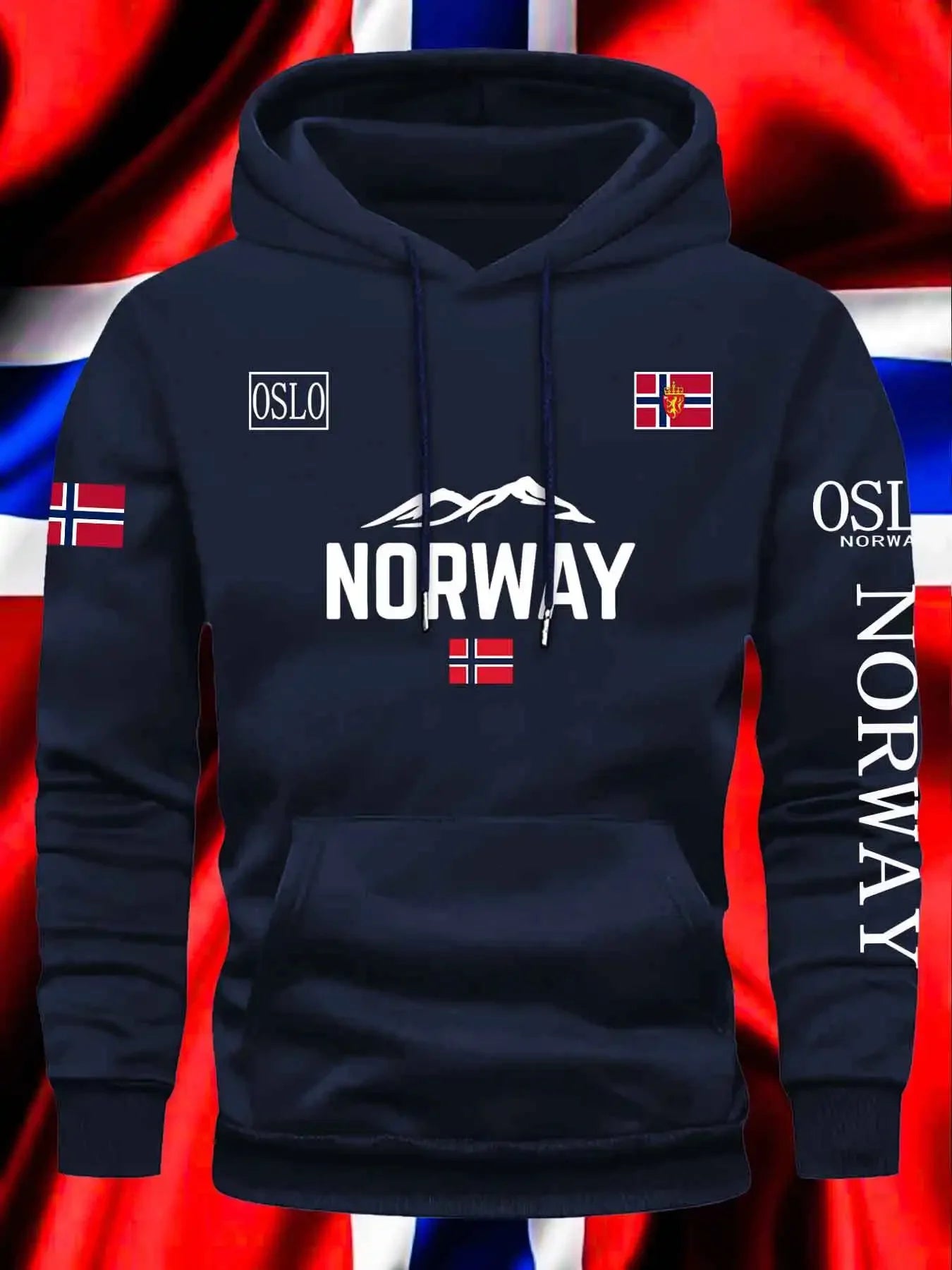Sudadera con capucha estampada noruega para hombre y mujer, nueva colección otoño-invierno, vacaciones diarias al aire libre, Fitness, ropa deportiva cálida e informal