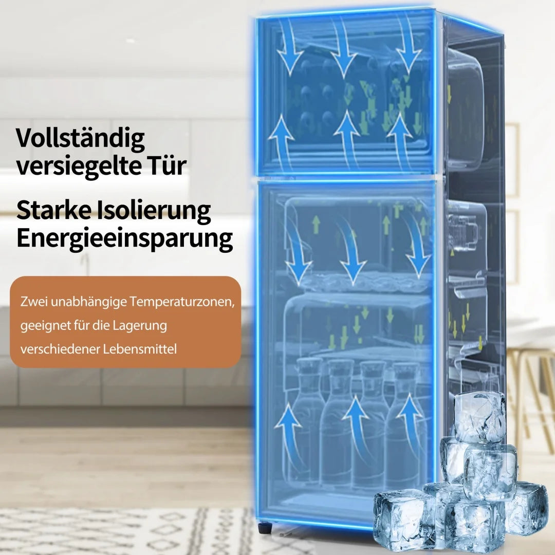 Réfrigérateur-Congélateur Combiné Double Porte — 92 L, 105,5 cm Hauteur, 41 cm Largeur