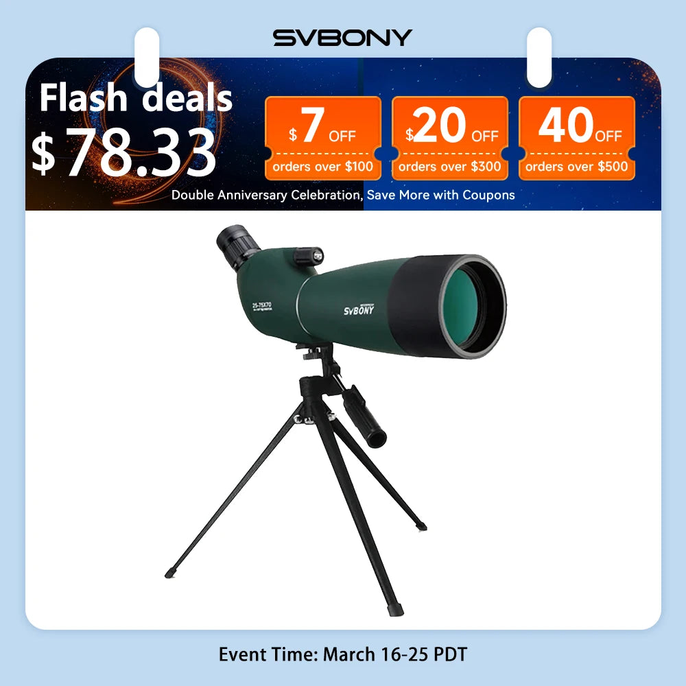 Longue vue monoculaire 50/60/70/80mm Bak4 Porro Prisme — imperméable, adaptateur téléphone, trépied, observation oiseaux