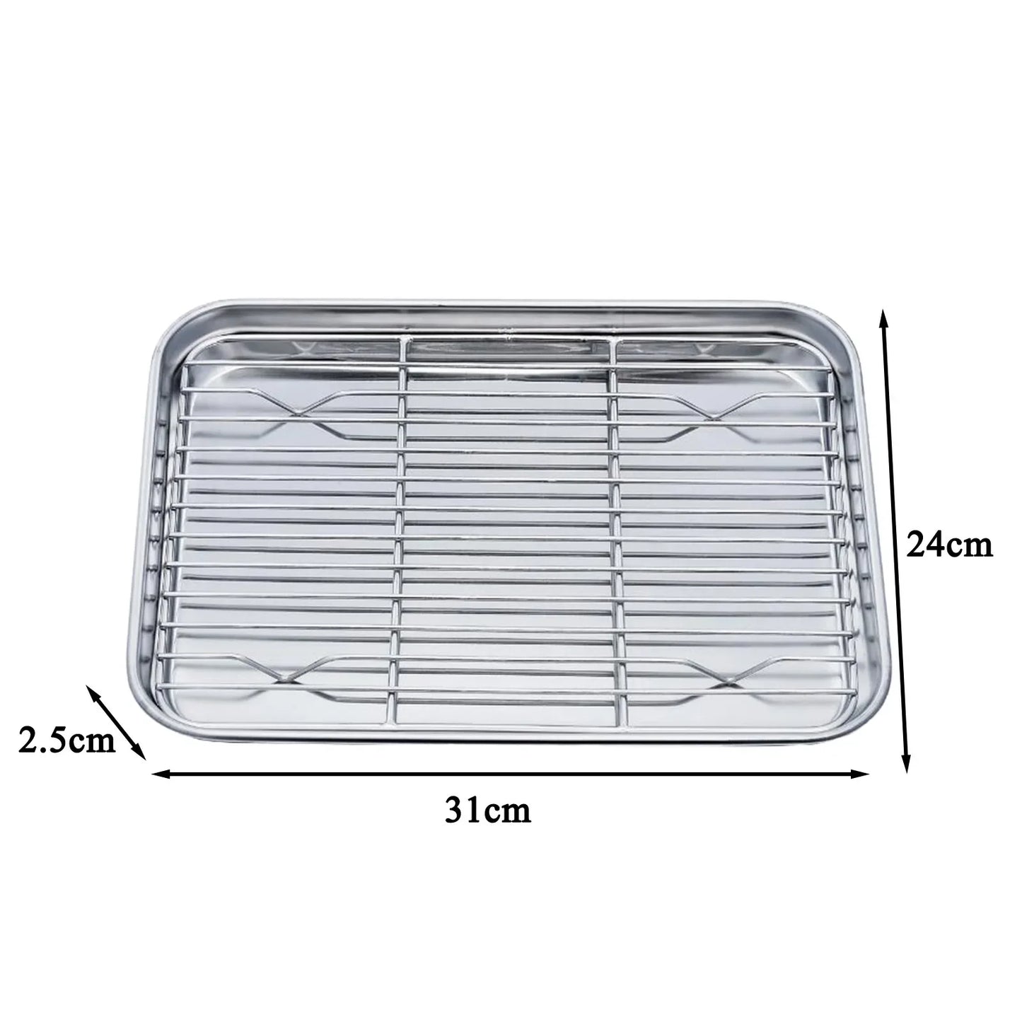 Baking Sheet with Removable Cooling Rack, Stainless Steel Baking Pan Set, Non-Toxic, Oven Safe, BBQ Tray, Dishwasher Safe