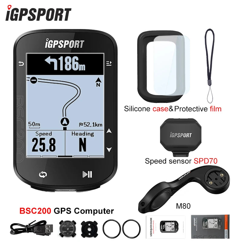 Ordinateur de vélo GPS sans fil — compteur de vitesse numérique, navigation route, chronomètre, odomètre