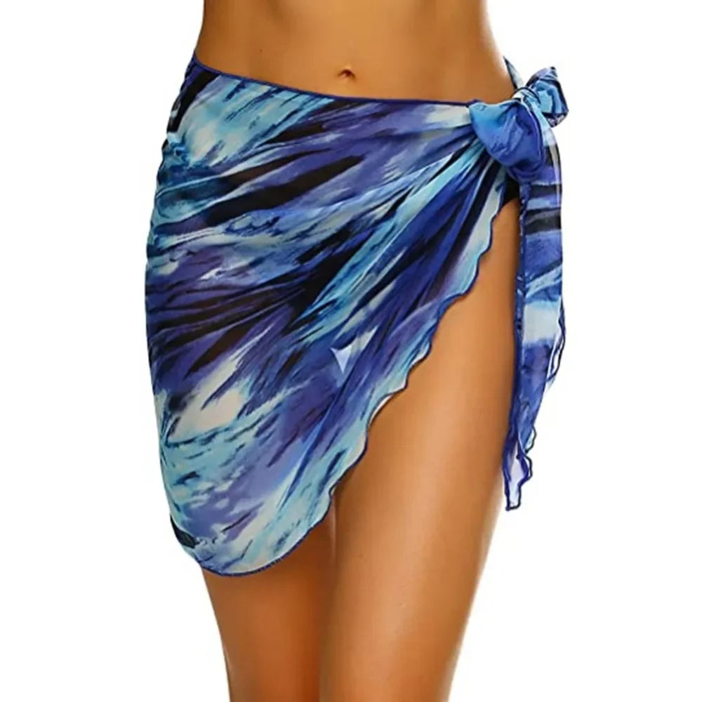Jupe courte en mousseline de soie pour femmes, Industries ong, cover-ups pour les maillots de bain, bikini de plage, rond, transparent, écharpe, été