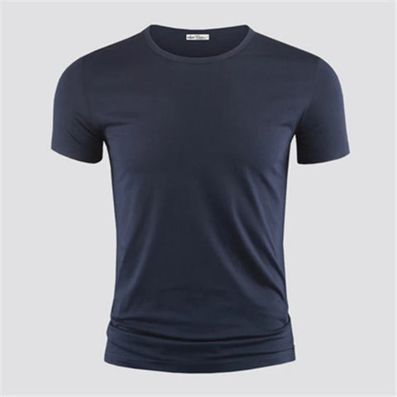 2026 hommes T-Shirt couleur Pure col en V à manches courtes hauts T-Shirts hommes T-Shirt collants noirs homme T-Shirts Fitness pour vêtements masculins