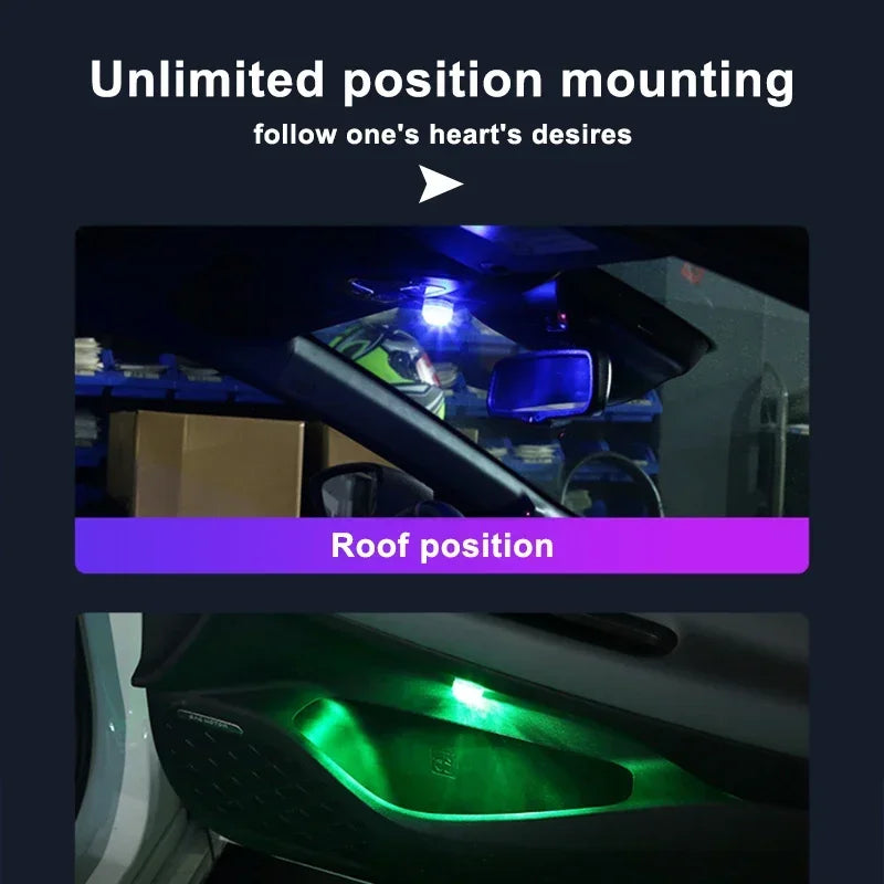 SEAMETAL Luz ambiental LED inalámbrica para interior de coche, lámpara de atmósfera para techo de coche, lámpara de diamante para buceo con control remoto