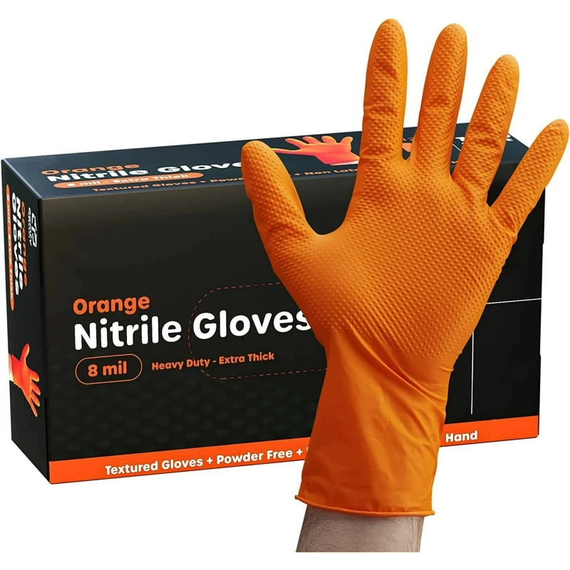 8mil Thick Nitrile Gloves, 30/50 Pieces, Industrial Disposable Gloves with Diamond Texture, Latex-Free, Heavy-Duty Mechanic Gloves for Automotive