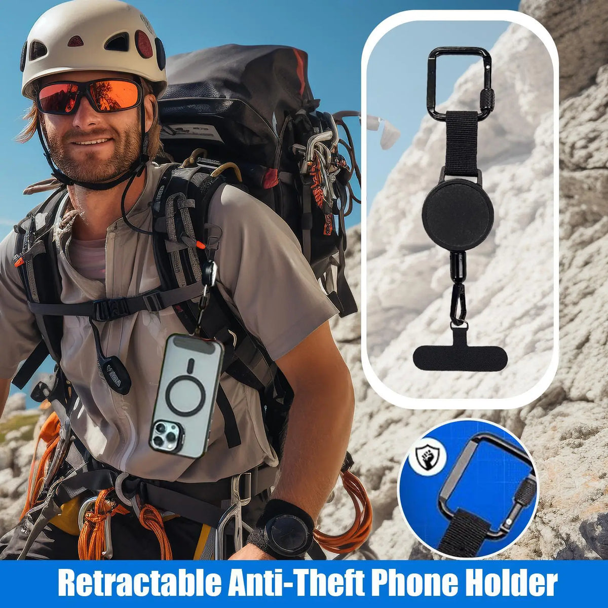 Support de téléphone antivol rétractable, sangle de lanière de téléphone portable, attache de sécurité pour Smartphone avec Clip de ceinture pour voyage en plein air