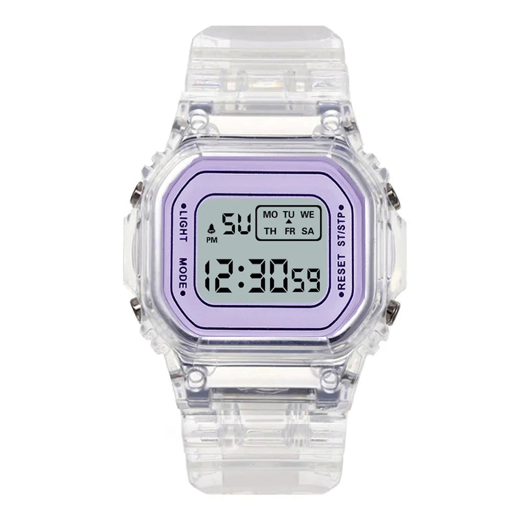 Mode enfants montre Simple LED montre numérique décontracté Transparent Sport montre électronique garçons filles horloge lumineuse montre enfant
