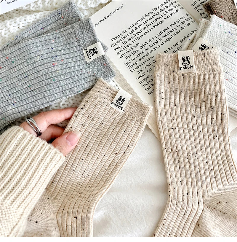 Chaussettes Carillon Respirantes Femme — Dessin Animé, Style Coréen, Décontractées, Douces