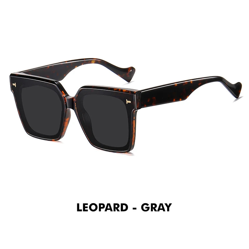 Premium Polarized Square Sunglasses for Women, Thick Crystal Rivet Oversized Stylish Driving Eyewear for Men, Women's Sunglasses