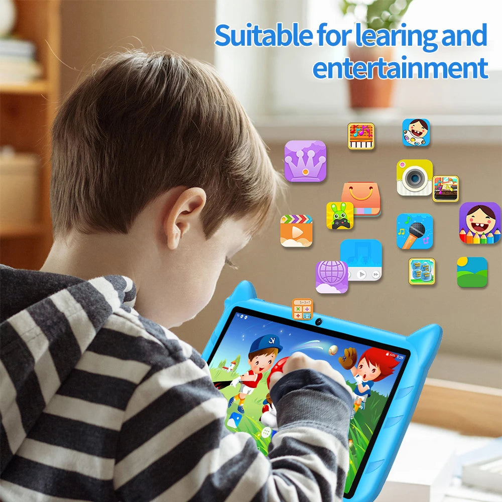BDF-Tablet Android 13 para niños, extensión de 1 TB, 4 GB de RAM, 64 GB de ROM, WiFi 5G, batería de 4000mAh, cámara turística, regalo para niños, software para niños, 7 pulgadas