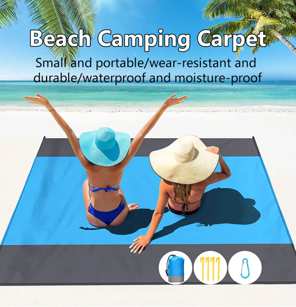 Couverture de plage anti-sable 200x210cm, imperméable, portable, légère, pour pique-nique, camping, voyage, randonnée, sport