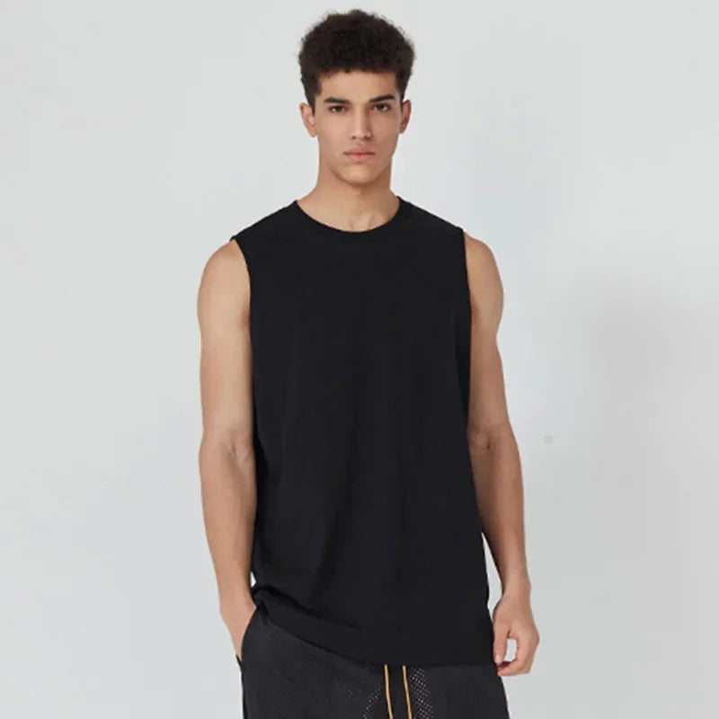 Nouveau débardeur basique en coton solide 180g pour homme 2026 – T-shirt sans manches Athleisure Fitness Décontracté pour homme
