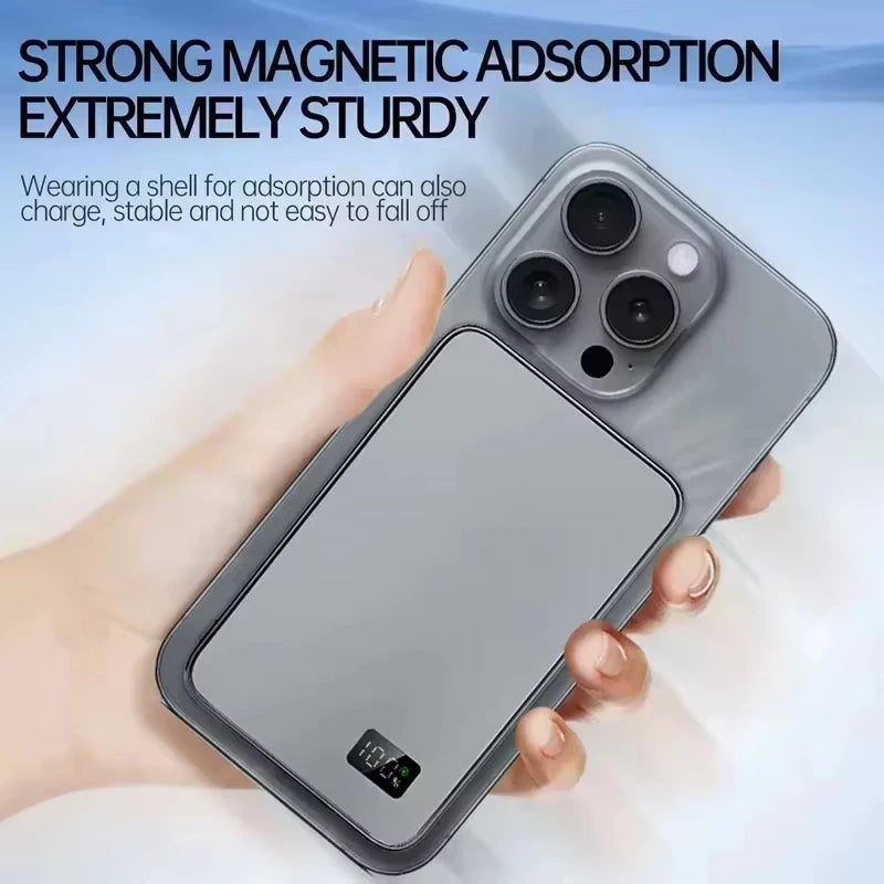 Batterie Externe Magnétique Sans Fil Ultra-Fine 500000mAh — Charge Super Rapide, Écran LED