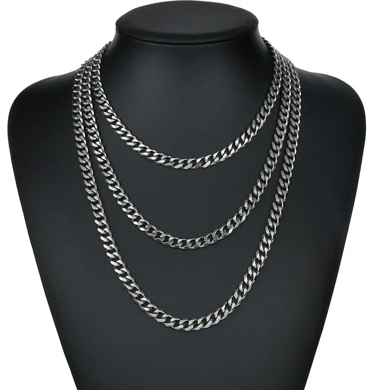 Collares de la presidencia de acero inoxidable para hombres y mujeres, cadena cubana punk, gargantilla JOChoker, moda hip hop, accesorios de joyería de fiesta, 3.5-7mm de ancho