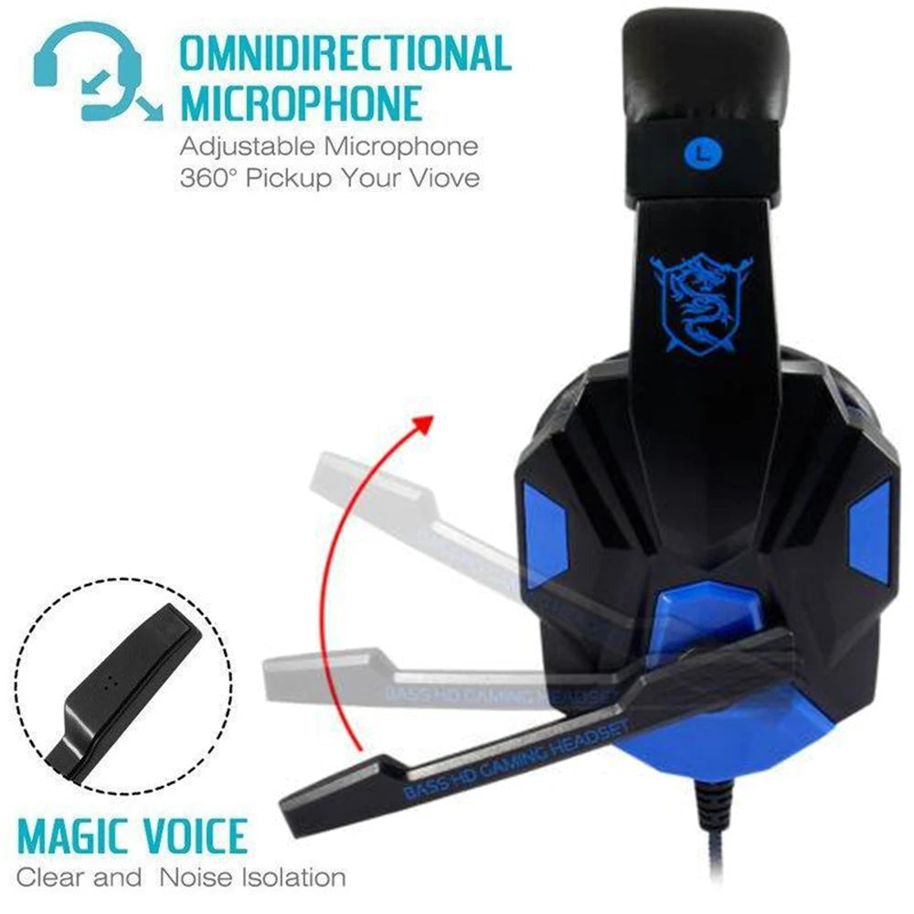 Casque gaming filaire avec microphone antibruit réglable 120° — consoles, smartphone, ordinateur portable