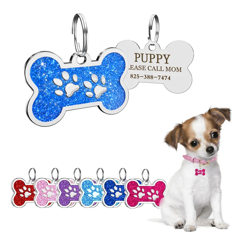 Placa de identificación personalizada para perro, etiquetas de identificación personalizadas de pata de cachorro, grabado de nombre gratis, colgante antipérdida, etiquetas para gatos, accesorios para perros y mascotas