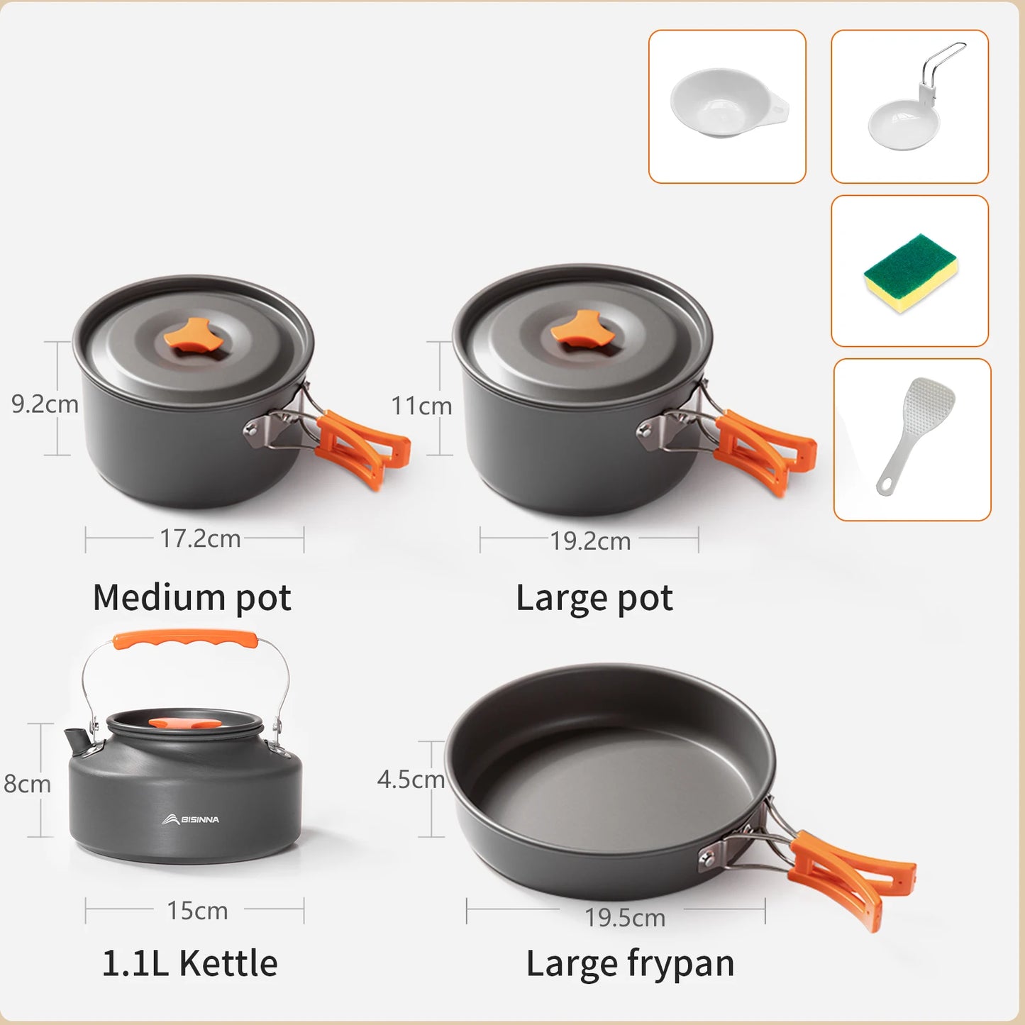 BISINNA – ustensiles de cuisine de Camping en alliage d'aluminium, bouilloire à eau, casserole, ensemble de cuisine pour voyage, randonnée, pique-nique, barbecue