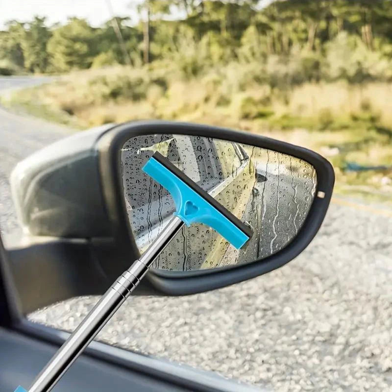 Limpiaparabrisas para espejo retrovisor de coche, mango telescópico, limpiaparabrisas para espejo retrovisor de coche, herramientas de limpieza duraderas de acero inoxidable para ventanas de automóviles, cepillo de limpieza