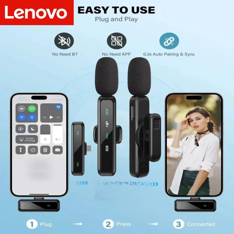 Micro Lavalier Sans Fil Portable — Enregistrement Audio/Vidéo, Streaming, Smartphones