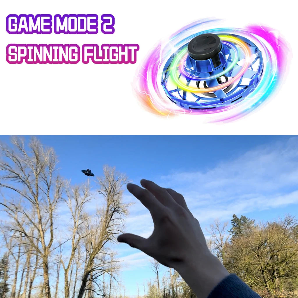 Nuevo LED volante OVNI Spinner de punta de dedo, actualización de helicóptero volador Gyro Flyorb Hover Ball, Mini Drone avión de juguete, regalo de Navidad