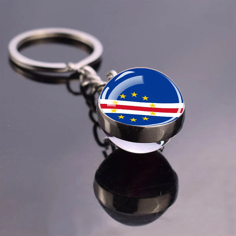 Porte-clés drapeau africain, algérie, somalie, tunisie, maroc, egypte, drapeau National, pendentif boule de verre Double face, cadeau