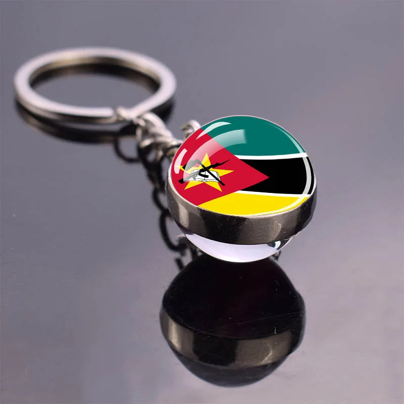 Porte-clés drapeau africain, algérie, somalie, tunisie, maroc, egypte, drapeau National, pendentif boule de verre Double face, cadeau