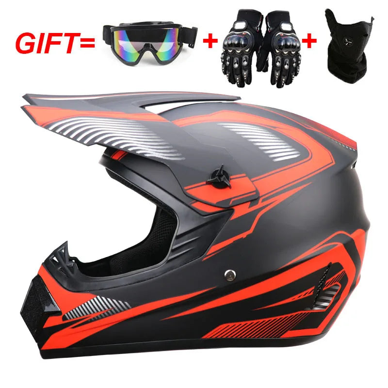 Casco completo de moto para niños, cascos de motocross para niños, gafas de moto todoterreno, guantes de protección para ciclismo