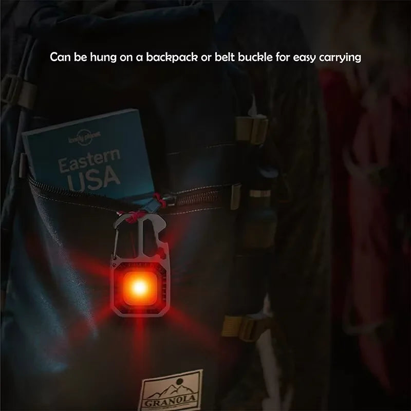 Lampe de travail porte-clés COB avec affichage de la batterie, 8 modes, Rechargeable, haute luminosité, lumière LED Portable pour Camping, randonnée, course à pied