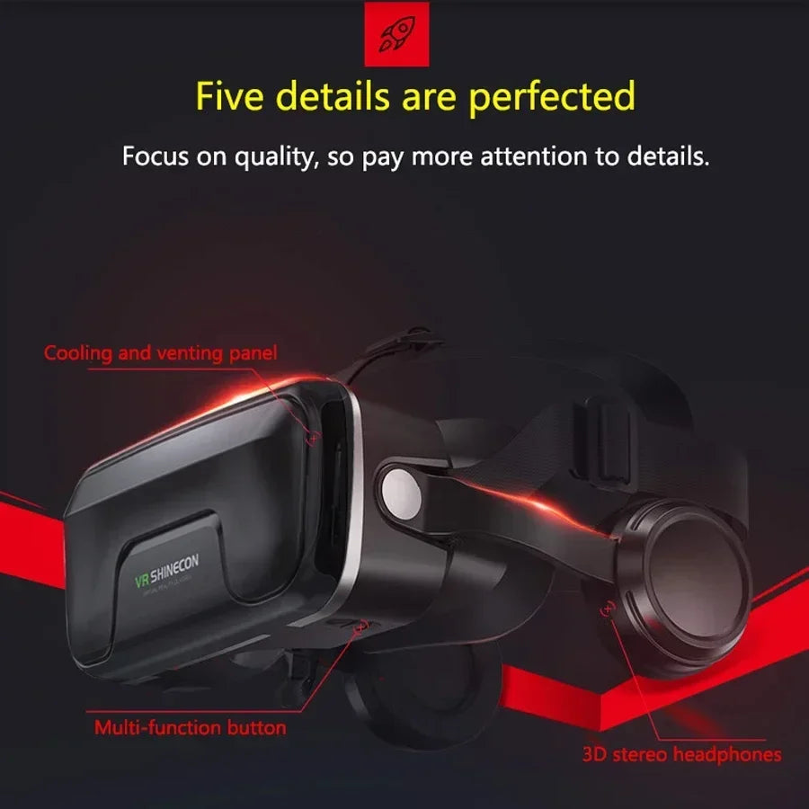 Shinecon VR 3D Virtual Reality Glasses Headset Devices Smart Glasses Lenses for Smartphone Mobile Phone Game Viewer