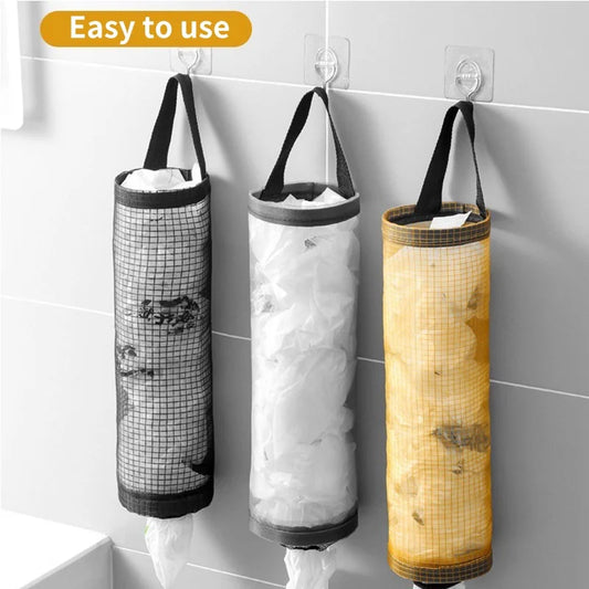 1-5pcs Kitchen Trash Bag Storage Grocery Bag Holder Wall Mount Plastic Bag Holder Hanging Dispenser Waste Organizer