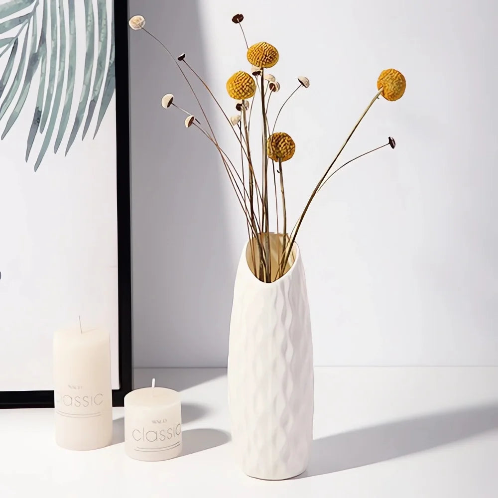 Vase nordique en plastique – Petit pot de fleurs décoratif pour salon, style moderne