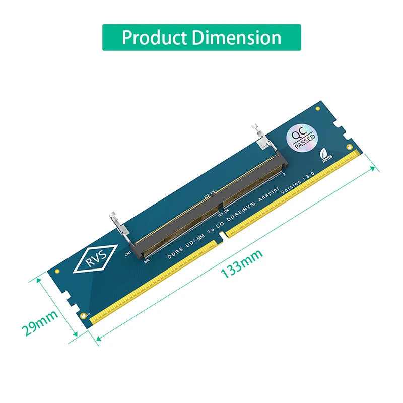 Convertisseur de testeur de mémoire SO DDR5 vers DDR5 U-DIMM ordinateur portable DDR5 mémoire SO-DIMM vers PC de bureau DIMM Riser carte adaptateur d'extension pour PC