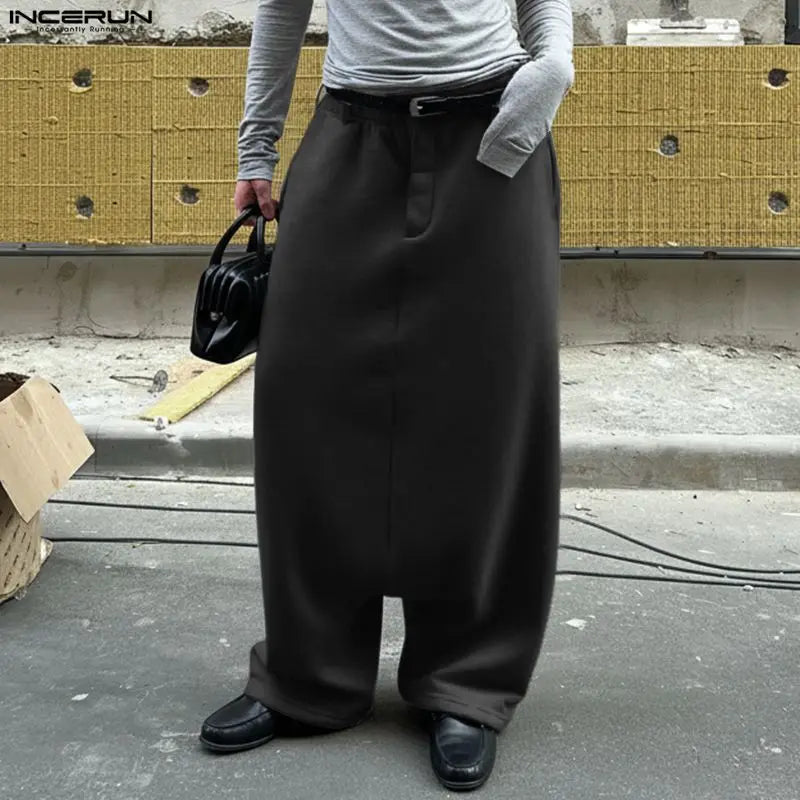 Pantalon ample streetwear pour hommes — couleur unie, taille élastique, jogger, décontracté, S-5XL