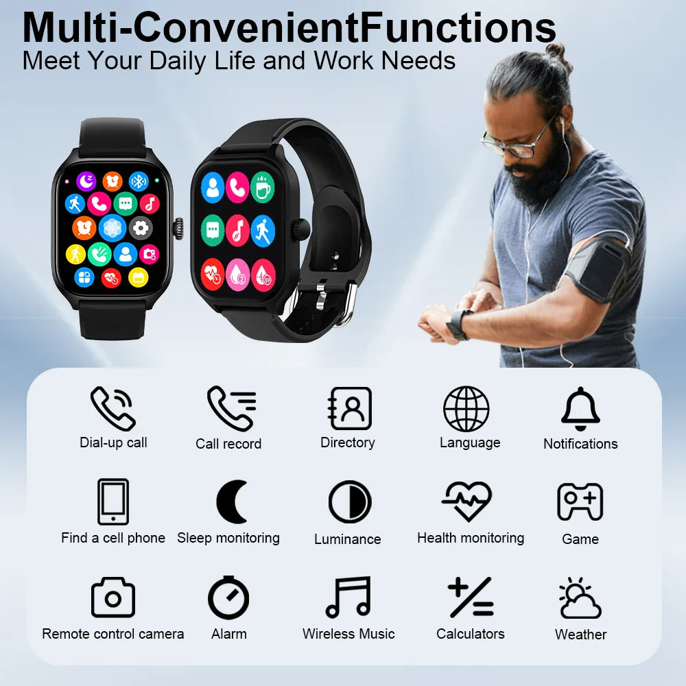 Smartwatch Appels Bluetooth — Calories Fréquence Cardiaque Oxygène Sanguin