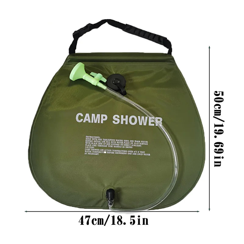 Sac de Douche Camping Portable — Pomme de Douche Réglable & Tuyau Détachable