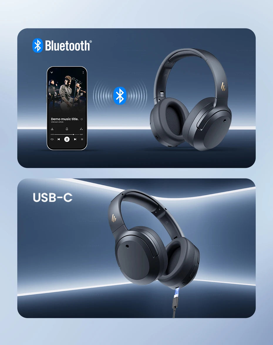 Edifier W820NB Plus 2025 – Casque Bluetooth ANC -49dB, audio haute résolution, supra-auriculaire