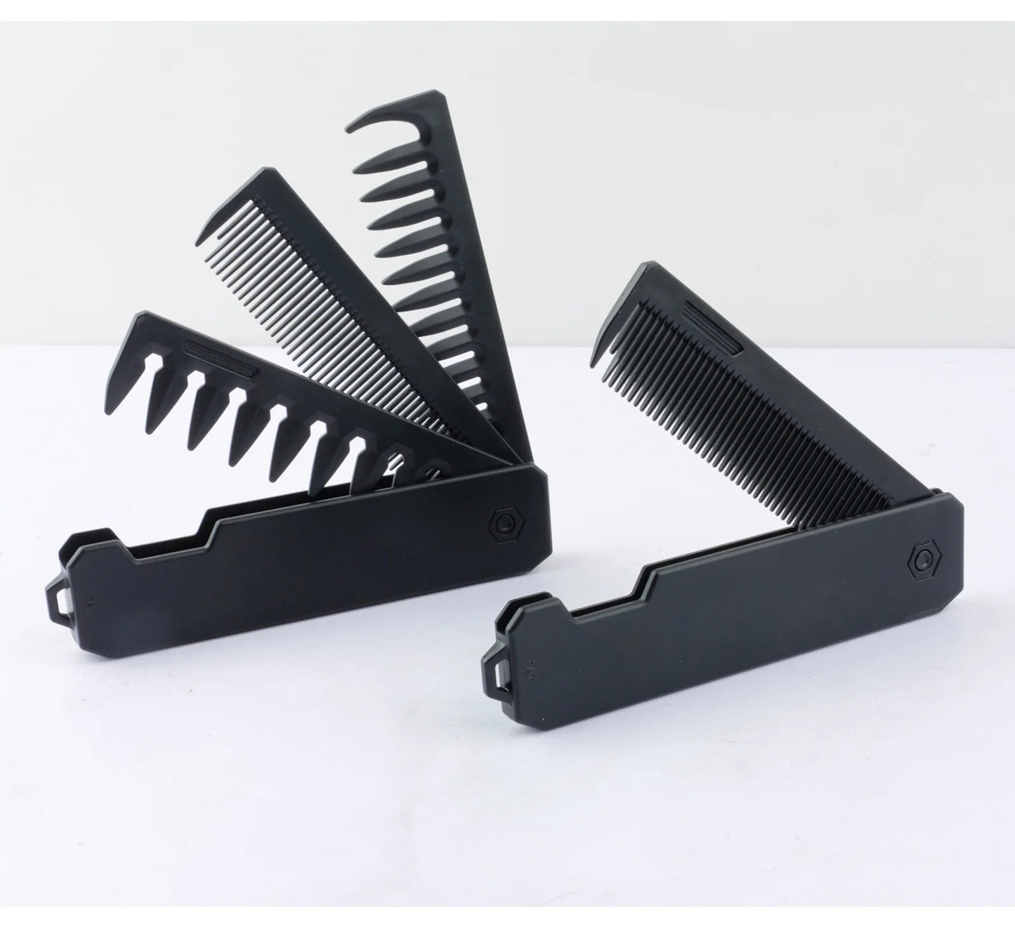Nouveau 1/2/3 en 1 peignes pliants de poche en plastique à dents larges tête d'huile peigne barbe peignage barbier tondeuse peigne Salon outils de coiffure