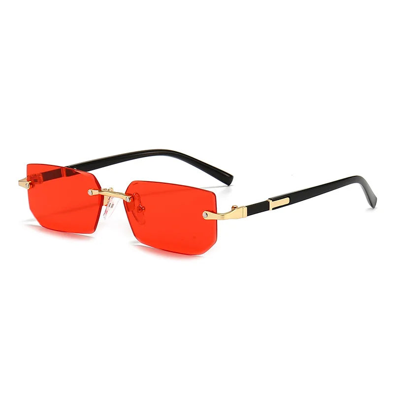 Rimless Rectangular Sunglasses for Men and Women, Popular Shades, Small Square Sunglasses, Summer Travel Fashion