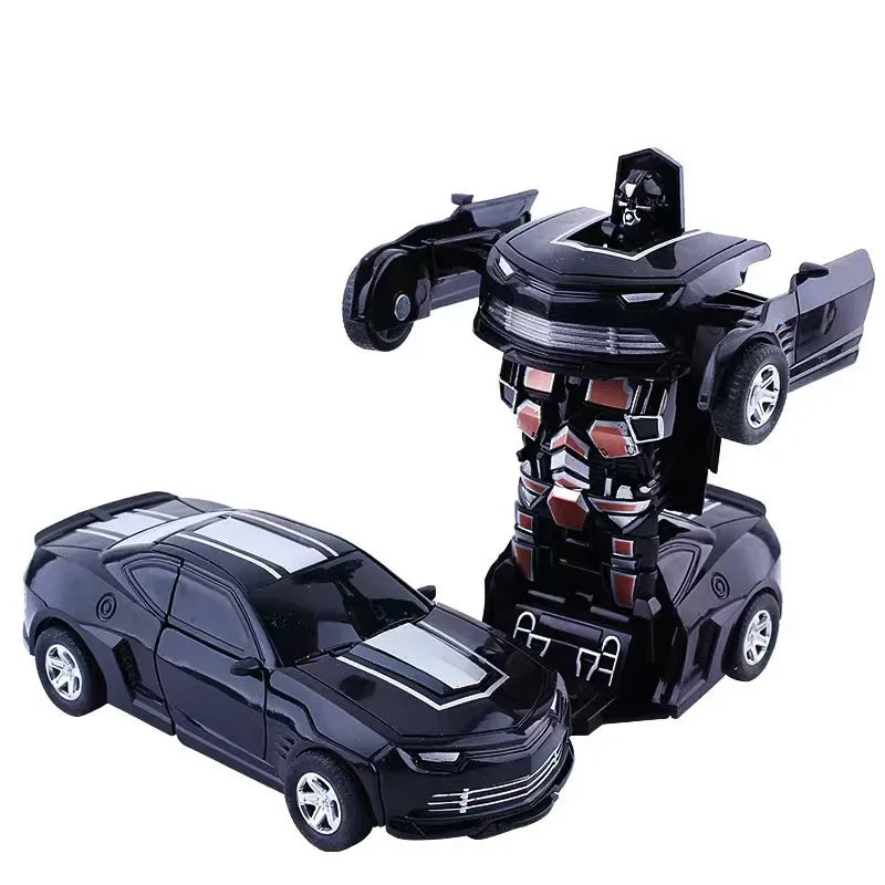Coche de juguete de cambio de forma de impacto inercial para niños, robot Autobot de cambio de forma con un solo botón, rompecabezas de cambio de forma, colisión