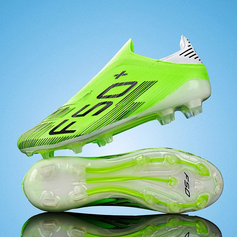 Chaussures de Football FG Homme Cuir Verni Basses — Crampons Longs, Professionnel Pelouse EU 31–48