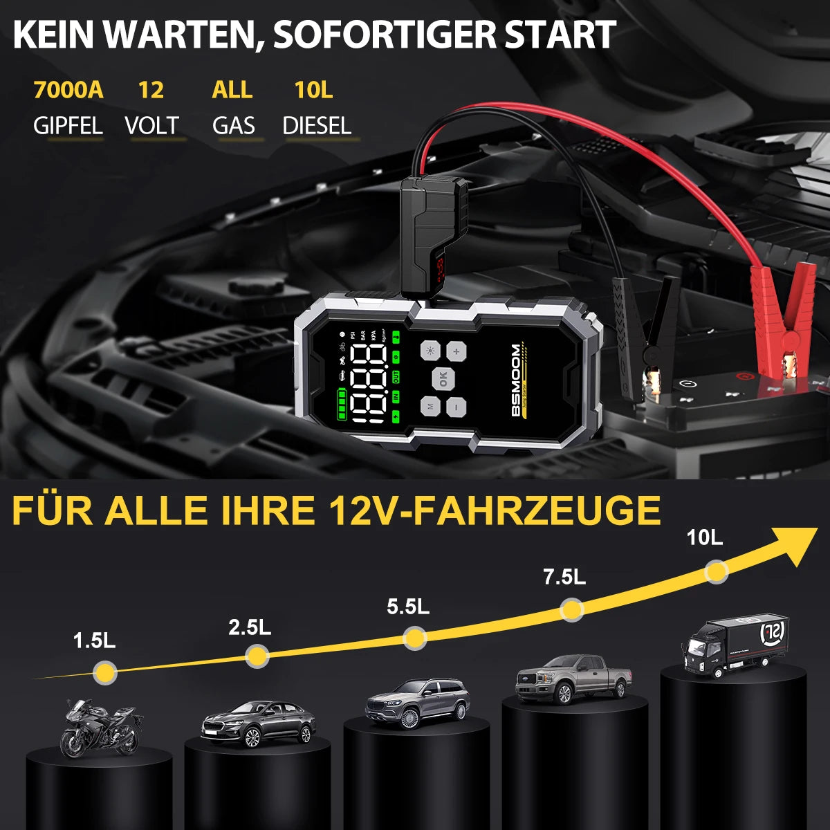 Pompe à Air 150PSI, batterie de voiture, Booster d'urgence 7000A, démarreur de saut de voiture, batterie externe, dispositif de démarrage Portable, démarreur de voiture, nouveau