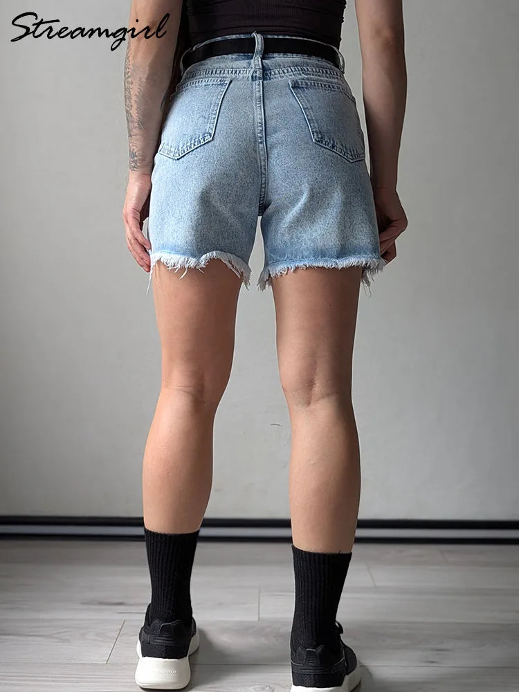 Short en Jean Femme Bleu — Été Taille Haute Décontracté Chic Ample 2025