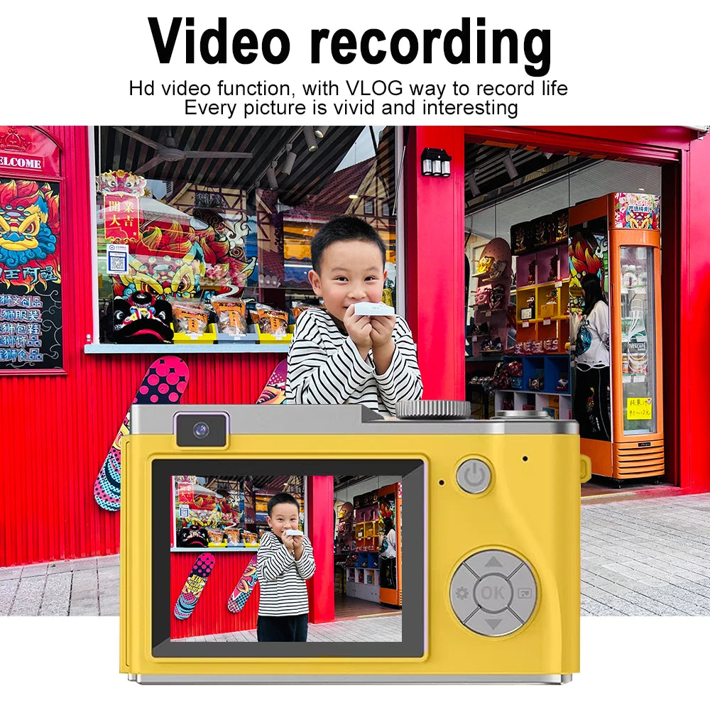 Appareil photo numérique 4K CCD — 8x zoom, 48MP, compact, 180° écran rabattable, selfie, étudiant