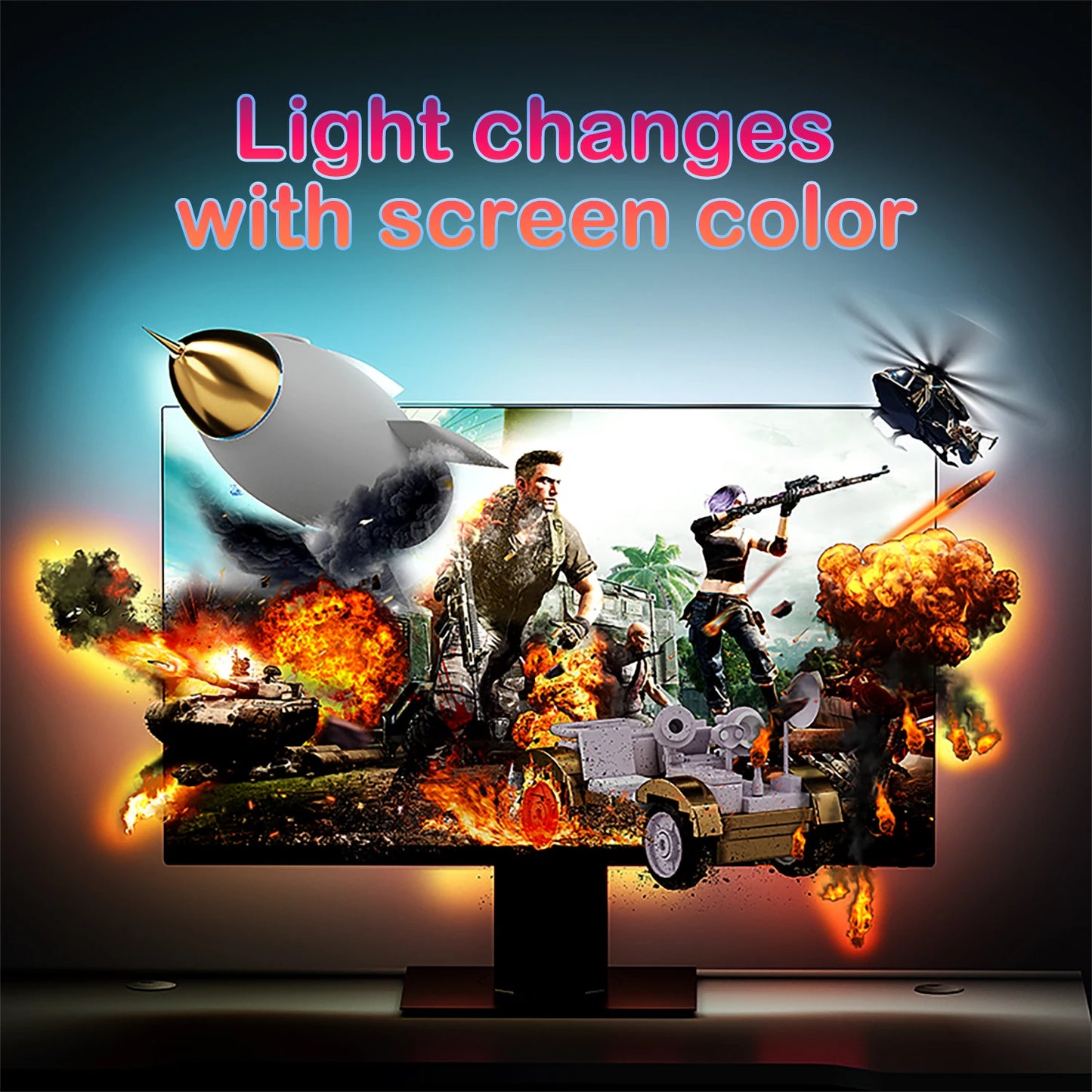 Bande lumineuse LED intelligente pour jeu, moniteur d'ordinateur, rétro-éclairage, synchronisation, barre lumineuse RGB, écran USB, lampe de décoration pour chambre à coucher