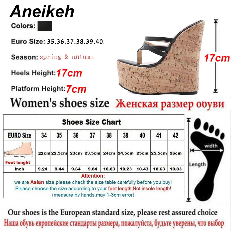 Aneikeh Zapatos de mujer Pantuflas sexy de mujer 2026 verano cuñas plataforma tacón alto moda sin cordones Roma banda estrecha Zapatos de fiesta