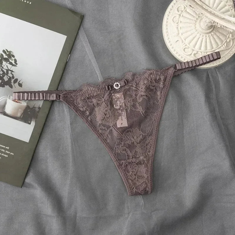 G-String Dentelle Femme — Culotte Lingerie Taille Basse Couleur Unie